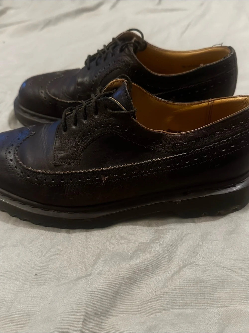Vintage Dr Martens 3989 Shoes Mens 9 UK 8 Y2k Brown Wingtip Made In England 90s